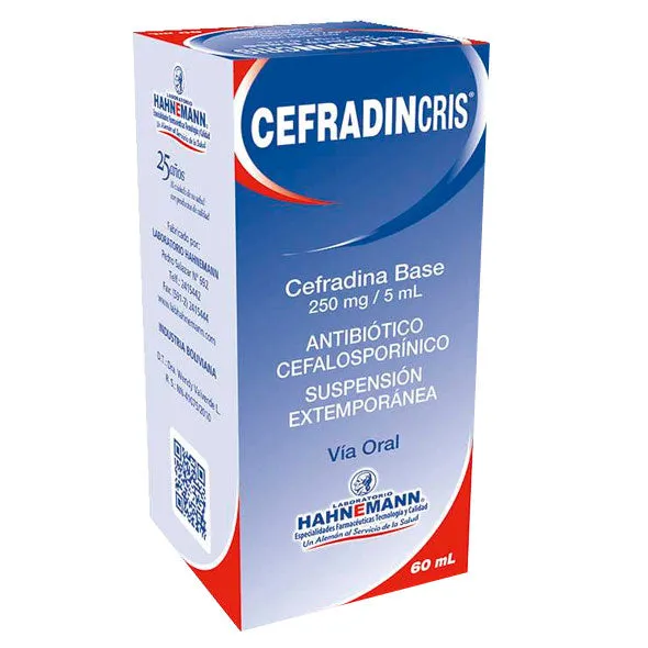 CEFRADINCRIS 250 MG SUSPENCION FCO X 60 ML - Ecofarma