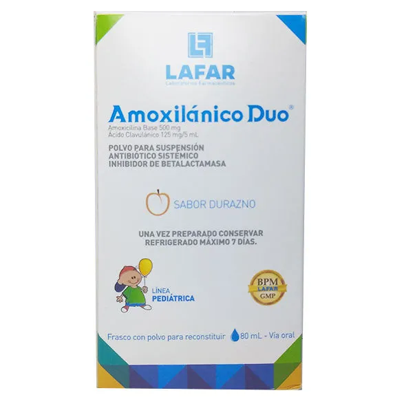 AMOXILANICO DUO 500/125 SUSPENCION FRASCO X 80 ML - Ecofarma