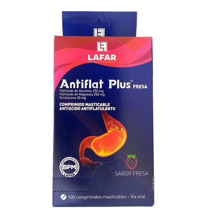 ANTIFLAT PLUS FRESA MASTICABLES CAJA X 100 COMPRIMIDOS MASTICABLES - Ecofarma