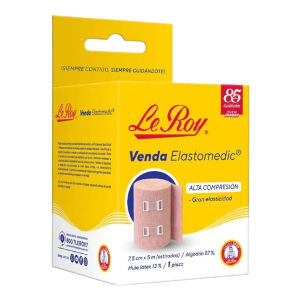 VENDA ELASTICA DE ALTA COMPRESION "LE ROY" 7.5 CM X 5 M - Ecofarma