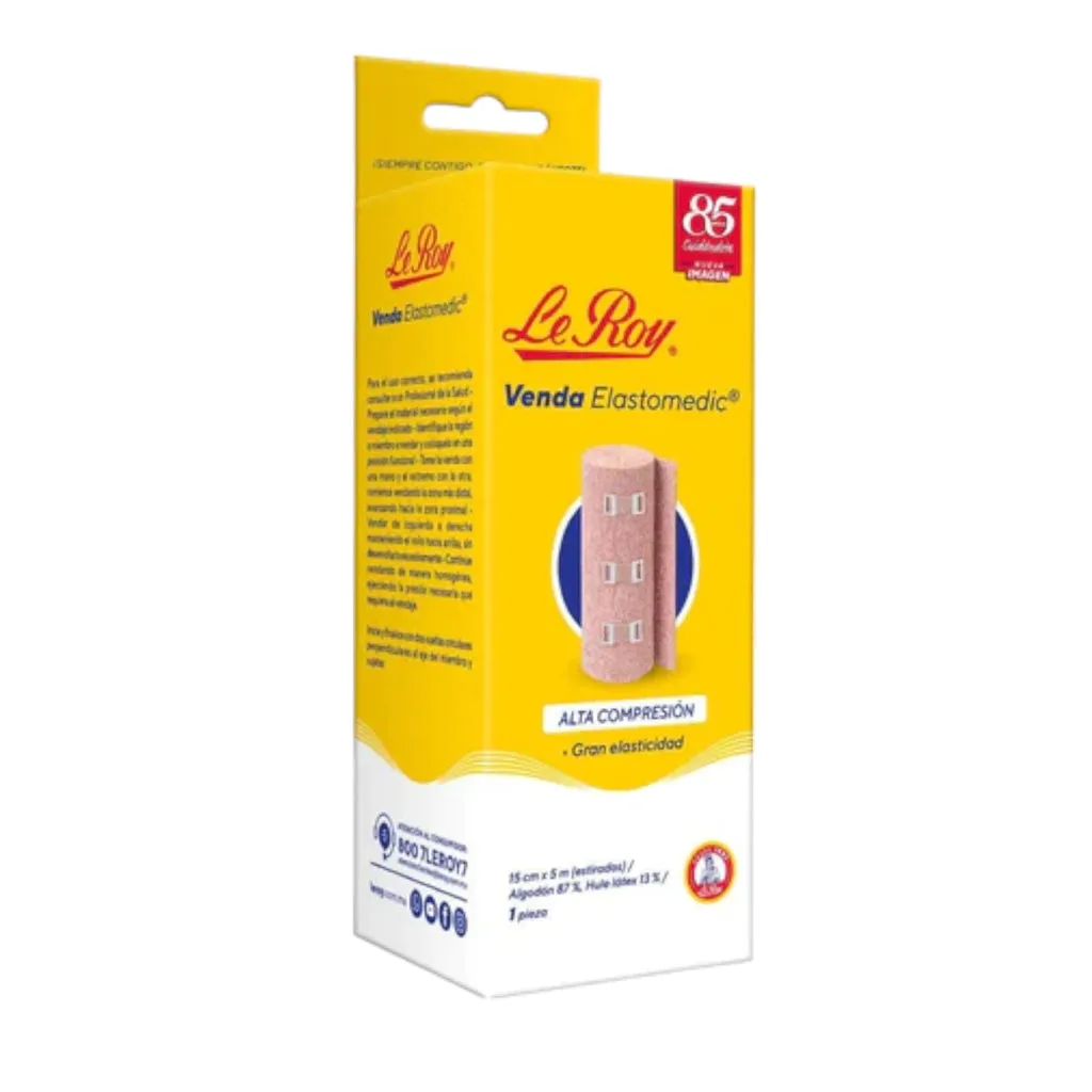 VENDA ELASTICA  DE ALTA COMPRESION "LE ROY" 15 X 5M - Ecofarma