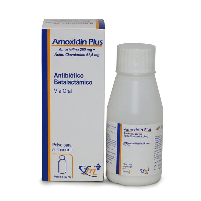 AMOXIDIN PLUS 250/6.25 MG SUSPENCION FCO X 100 ML - Ecofarma