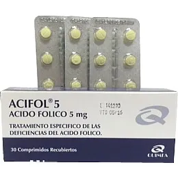 ACIFOL ÁCIDO FÓLICO 5 MG CAJA X 30 COMPRIMIDOS - Ecofarma