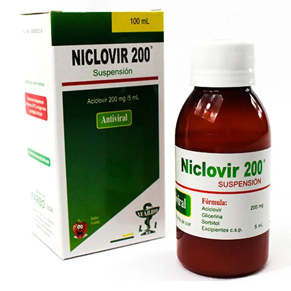 NICLOVIR 200 MG ACICLOVIR SUSPENSIÓN FCO X 100 ML - Ecofarma