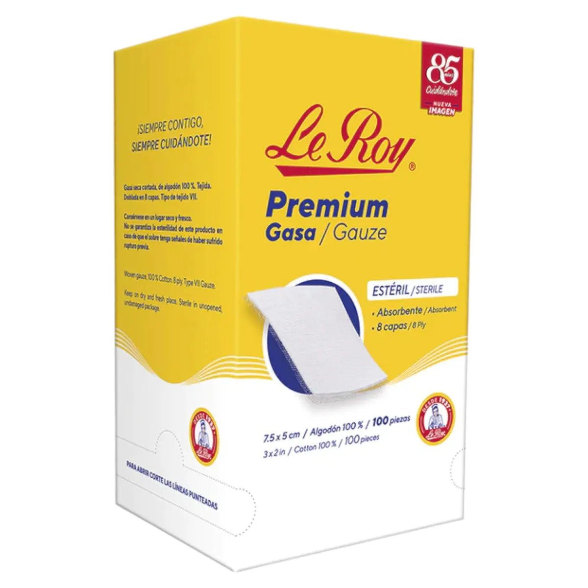 COMPRESA DE GASA ESTERIL LE ROY 7.5 X 5 CM - Ecofarma