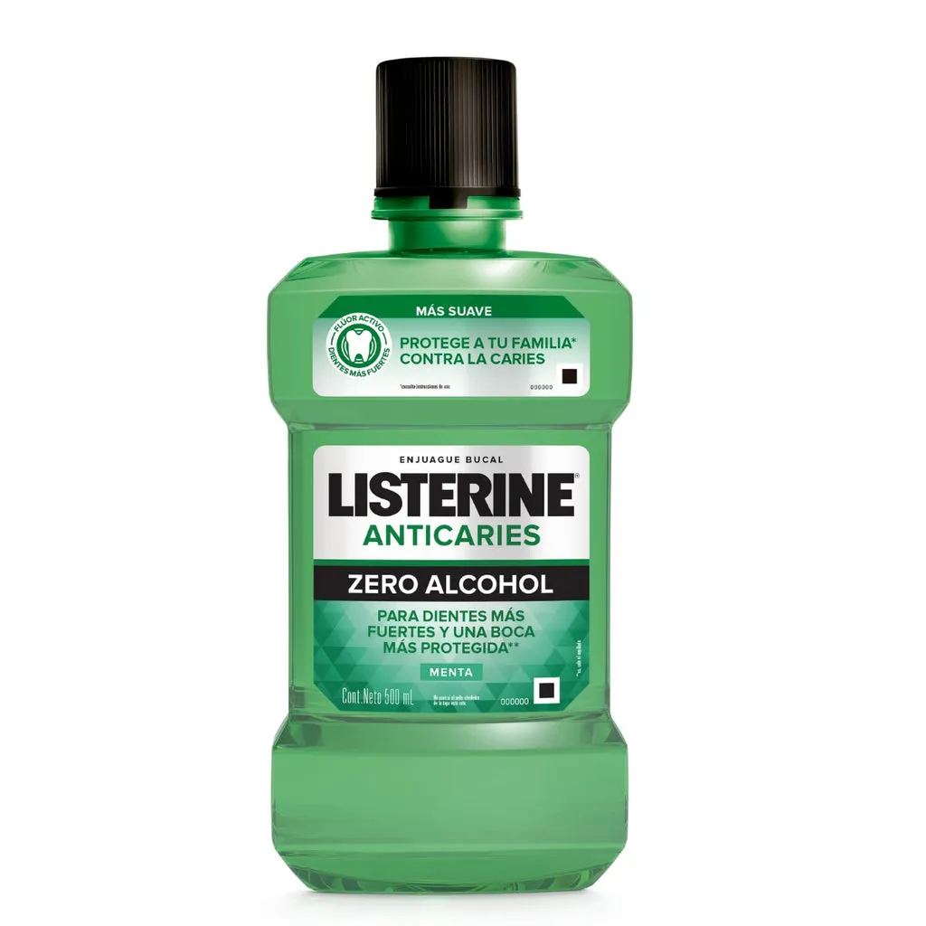 LISTERINE ANTICARIES ZERO ALCOHOL FRESCURA EXTRA SUAVE FCO X 500 ML - Ecofarma