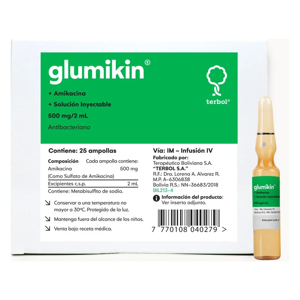 GLUMIKIN 500 MG/2 ML CAJA X 25 AMPOLLAS - Ecofarma