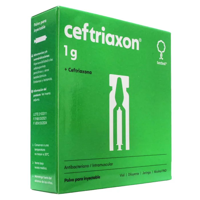 CEFTRIAXON 1 GR CAJA X 1 AMPOLLA ENDOVENOSO - Ecofarma