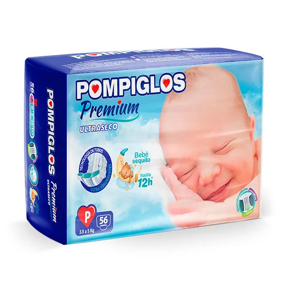 PAÑAL POMPIGLOS TALLA P X 56 UNIDADES - Ecofarma