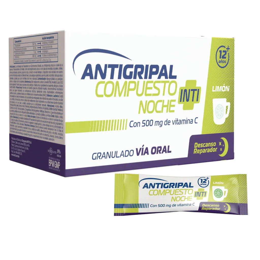 ANTIGRIPAL COMPUESTO NOCHE LIMON CAJA X 60 SOBRES - Ecofarma