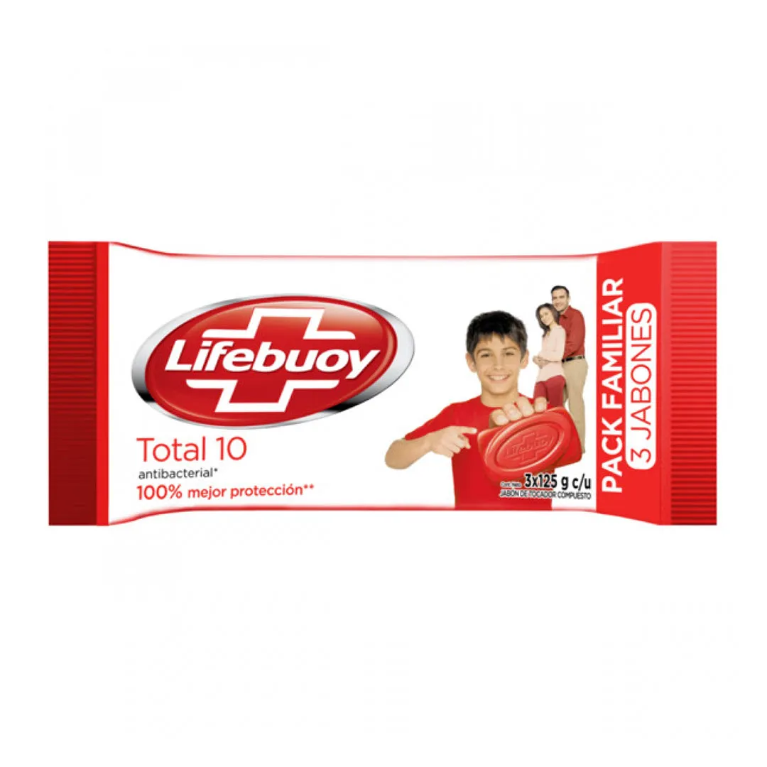 JABONCILLO LIFEBUOYTOTAL 10  PACK X 3 UNIDADES X 125 GR - Ecofarma