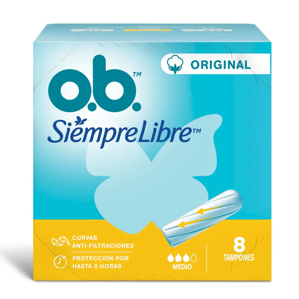 OB MEDIO SIEMPRE LIBRE CAJA X 8 TAMPONES - Ecofarma