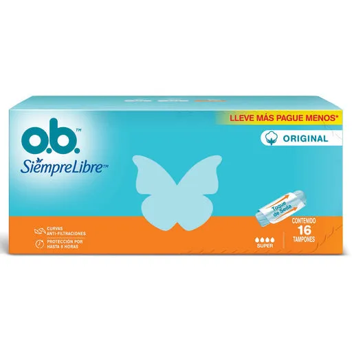 OB SUPER SIEMPRE LIBRE CAJA X 16 TAMPONES - Ecofarma