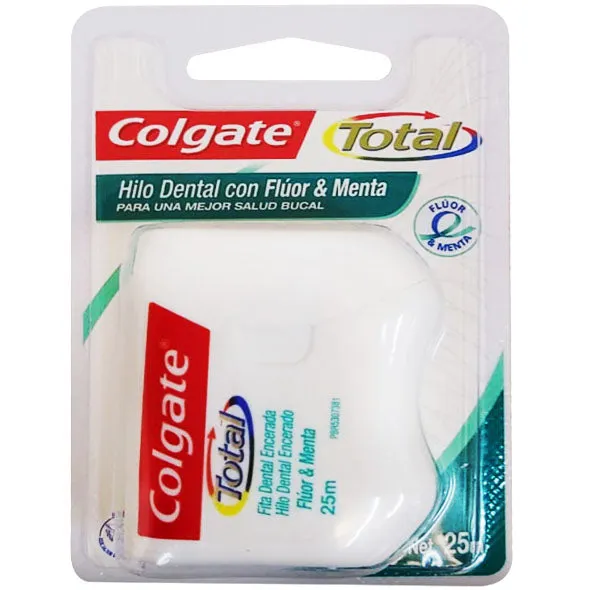 HILO DENTAL COLGATE TOTAL FLUOR MENTA X 25 MTS - Ecofarma