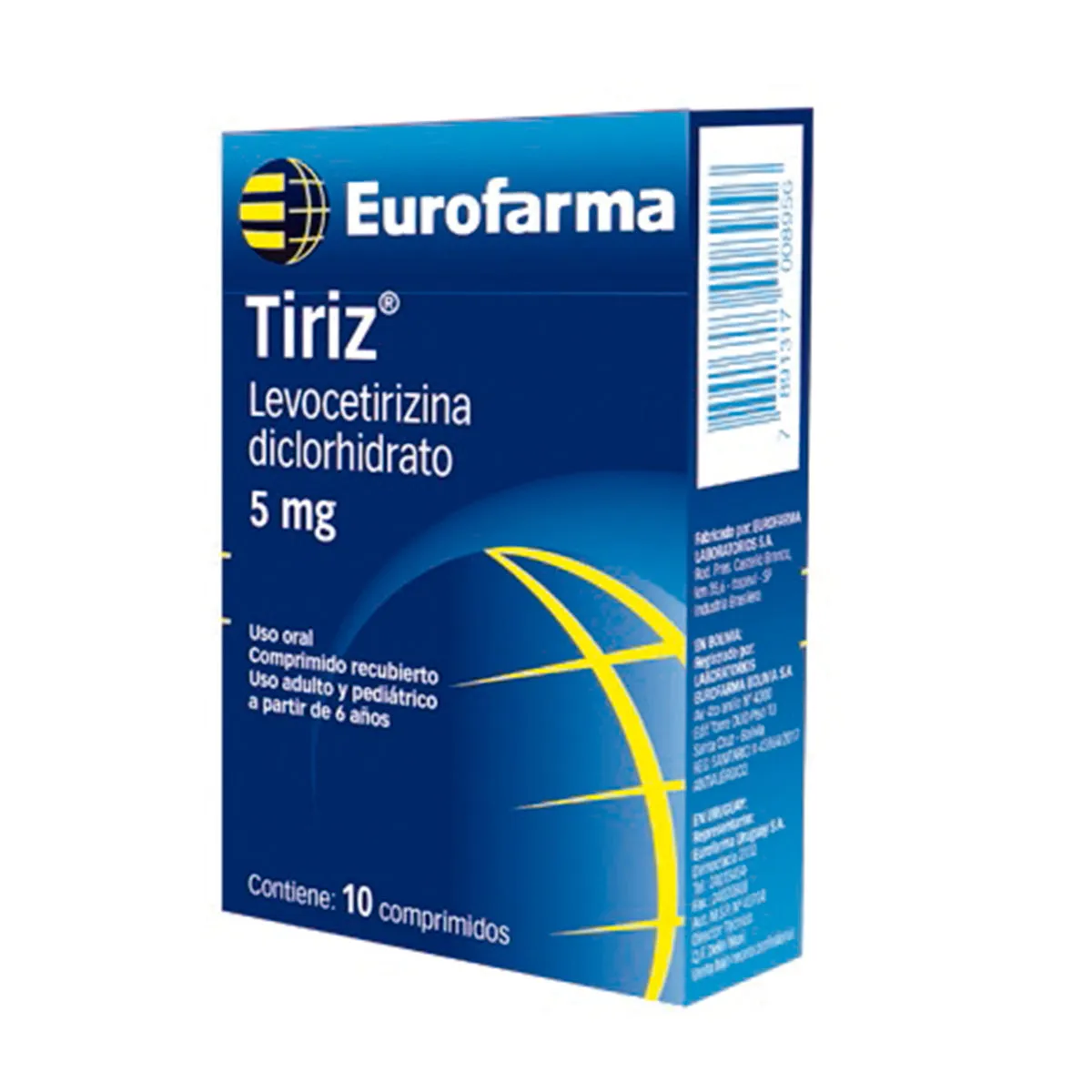 TIRIZ LEVOCETIRIZINA 5MG CAJA X 10 COMPRIMIDOS - Ecofarma