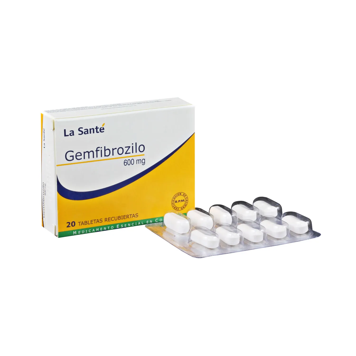 GEMFIBROZILO 600 MG CAJA X 20 COMPRIMIDOS - Ecofarma