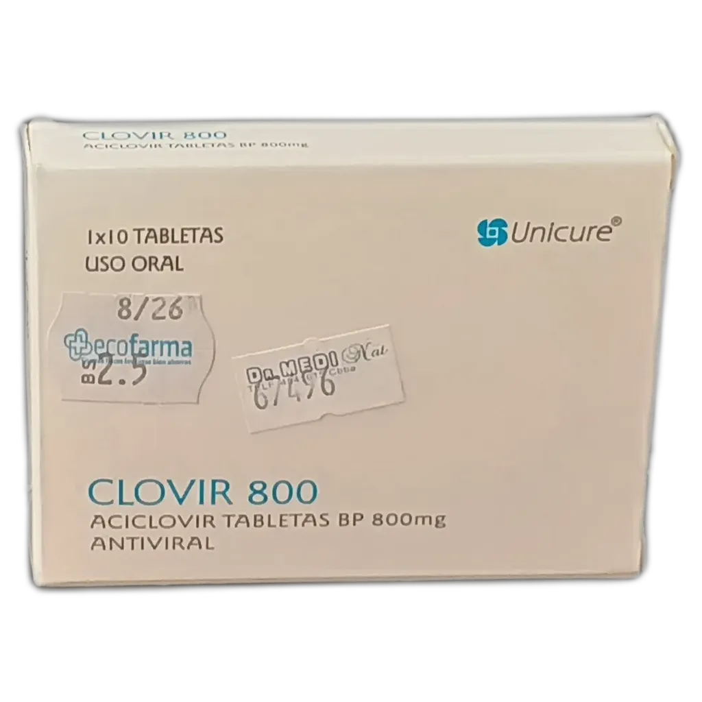 CLOVIR 800 MG ACICLOVIR CAJA X 100 COMPRIMIDOS - Ecofarma
