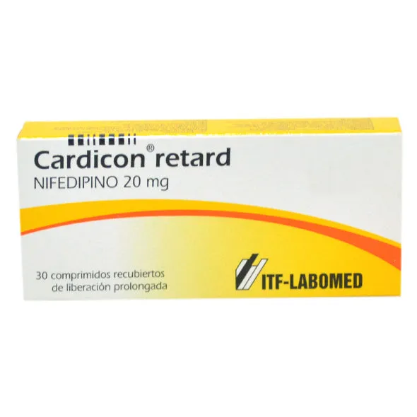 CARDICON RETARD 20 MG NIFEDIPINO CAJA X 30 COMPRIMIDOS - Ecofarma