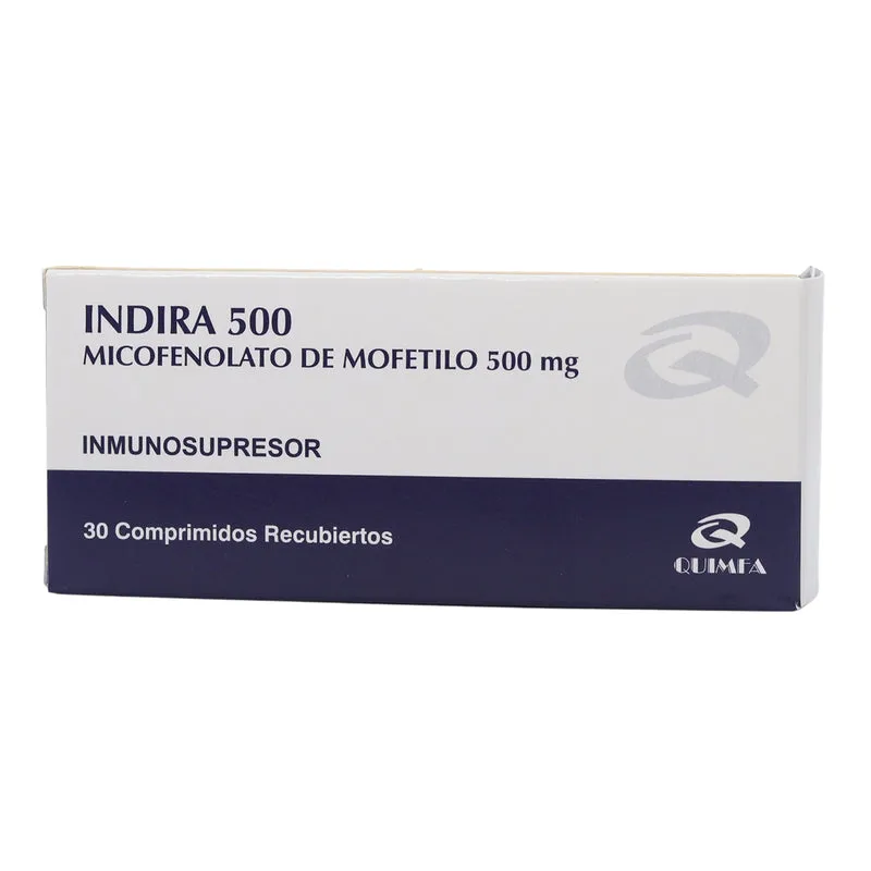 INDIRA MICOFENOLATO DE MOFETILO 500 MG CAJA X 30 COMPRIMIDOS RECIBIERTOS - Ecofarma