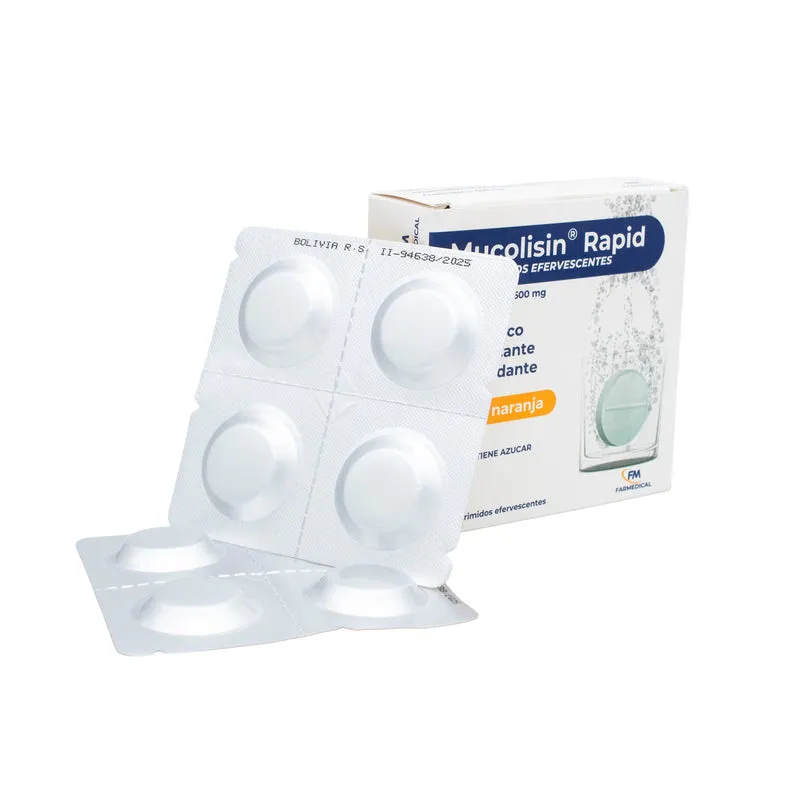 MUCOLISIN RAPID ACETILCISTEINA 600 MG CAJA X 20 COMPRIMIDOS EFERVESCENTES - Ecofarma