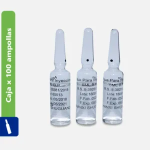 AGUA DESTILADA AMPOLLA  5 ML CAJA X 100 AMPOLLAS - Ecofarma