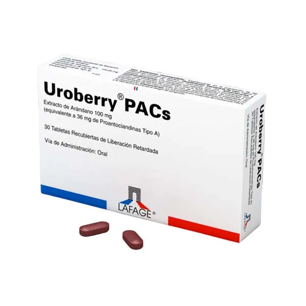 UROBERRY PACS VITAMINA C + CRANBERRY CAJA X 30 TABLETAS RECUBIERTAS - Ecofarma