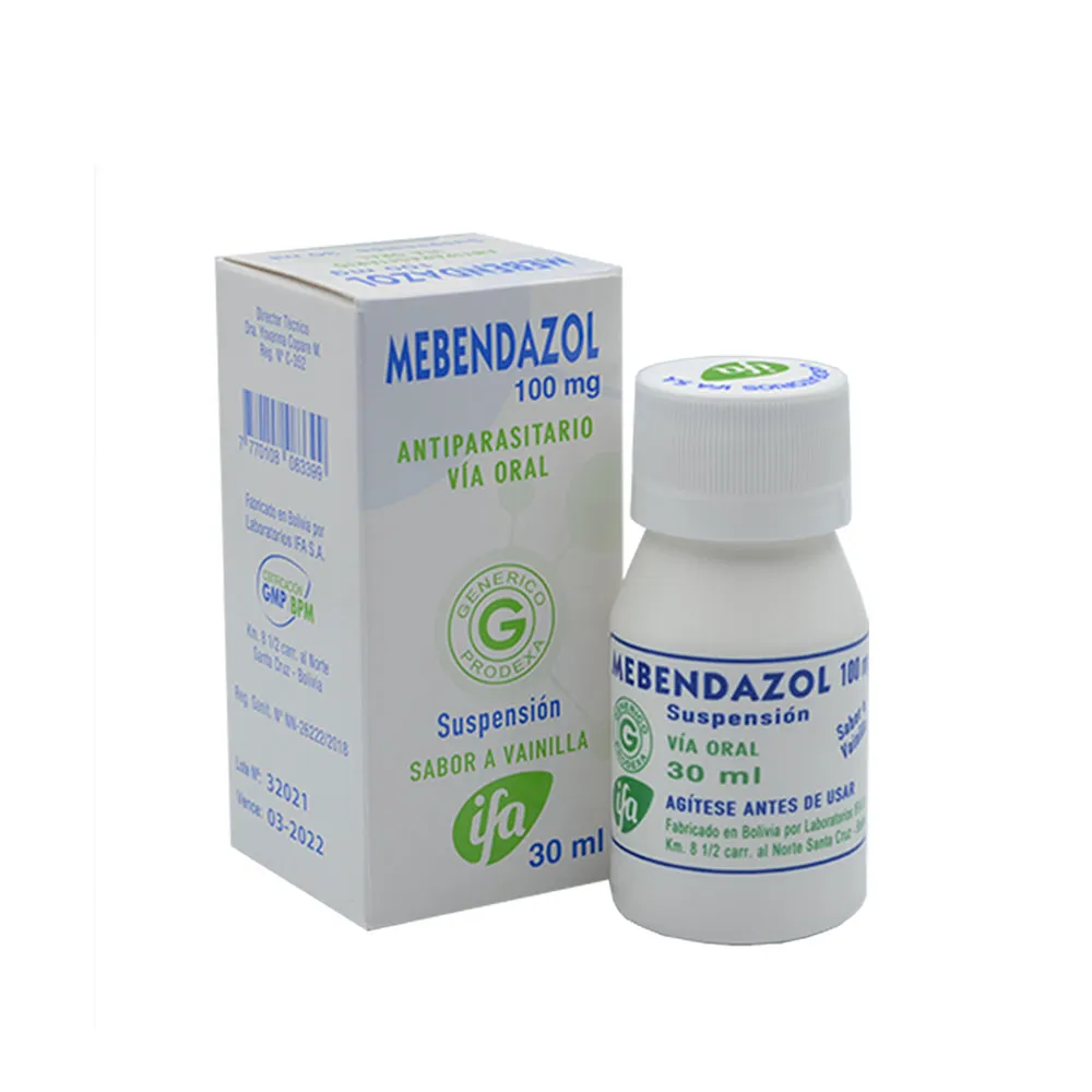 MEBENDAZOL 100 MG SUSPENCION FCO X 30 ML - Ecofarma