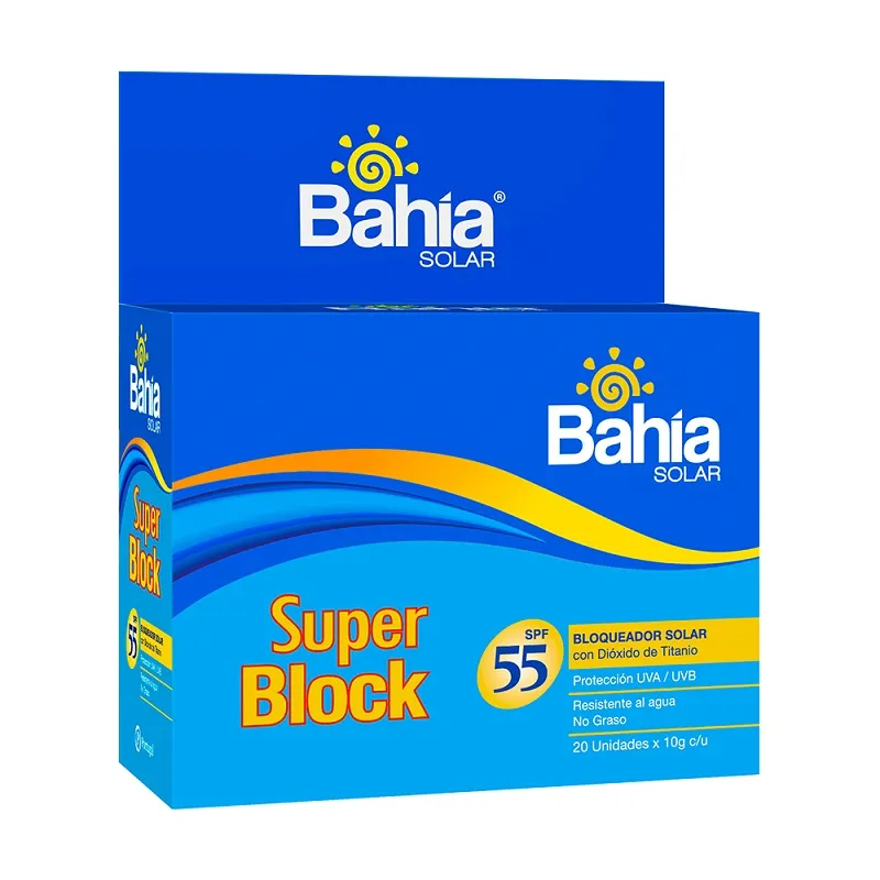BAHIA BLOQUEADOR SOLAR SPF 55 CAJA X 20 SACHETS - Ecofarma