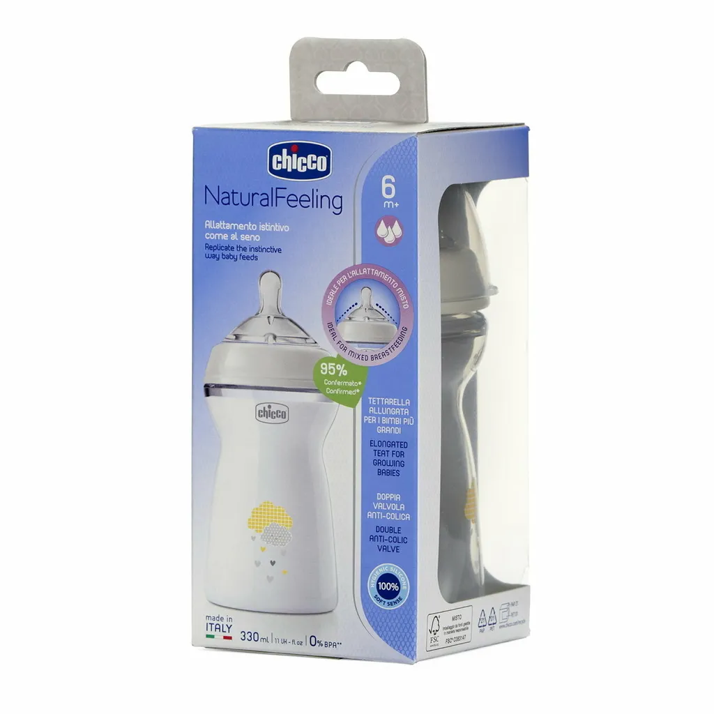 BIBERON CHICCO HUECO TETINA SILICONA X 240 ML - Ecofarma